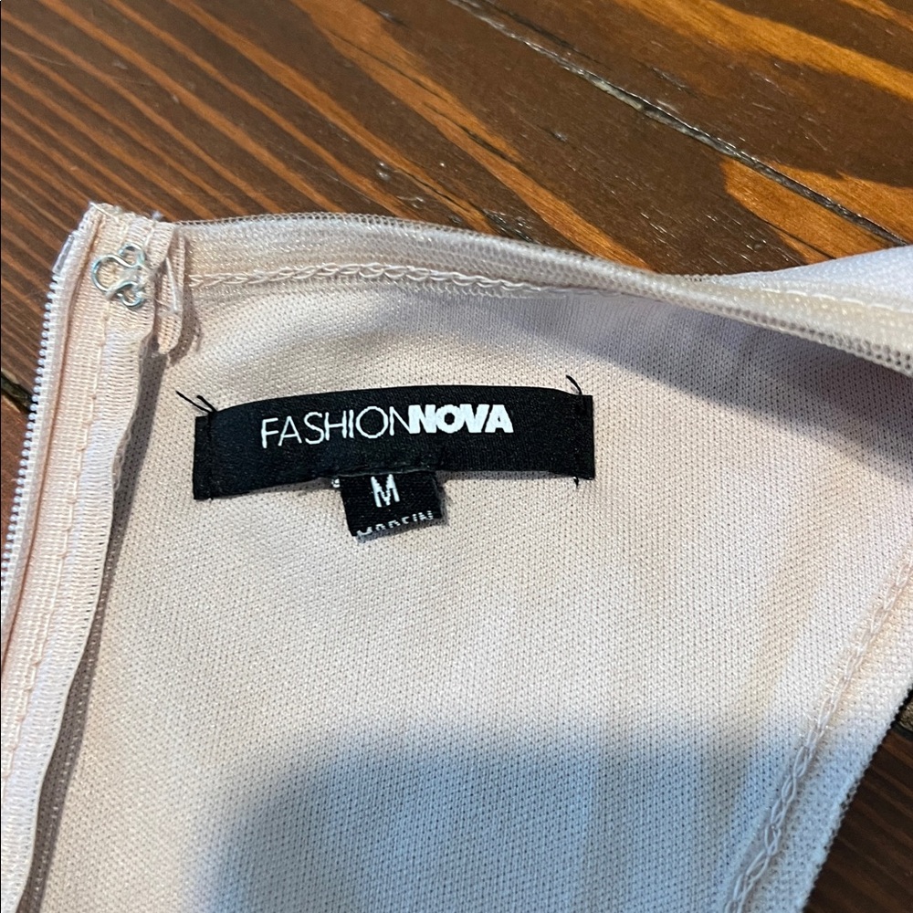 NWOT Fashion Nova - Cream Black Beaded Dress - Size Med - Picture 5 of 10